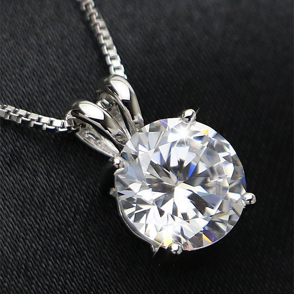 Ciondolo Per Collana Con Vero Diamanti Taglio Rotondo Grande 3.5 Carati In Oro Bianco 14K