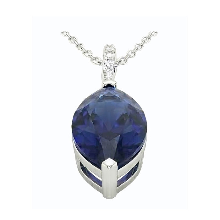 Ciondolo da donna con zaffiro blu scuro marquise e diamanti 4,75 carati