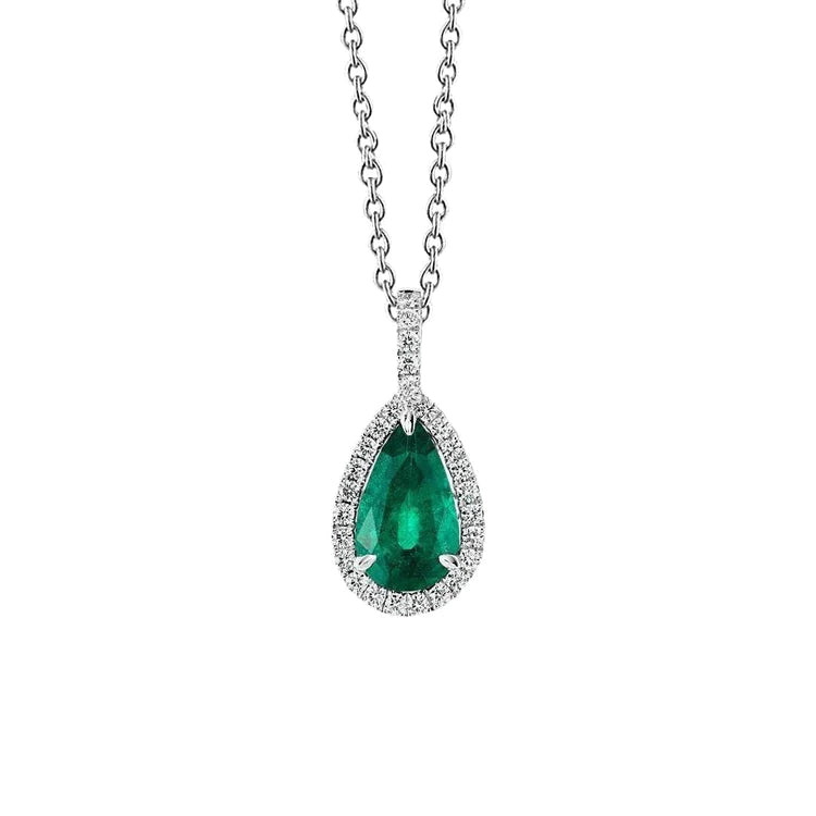 Ciondolo in pietra preziosa con Verde smeraldo colombiano e diamante con catena 8,25 carati