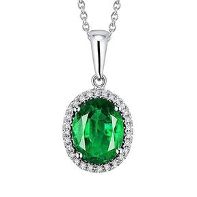 Ciondolo in pietra preziosa ovale con Verde smeraldo e diamante rotondo 7 carati gioielli Novità
