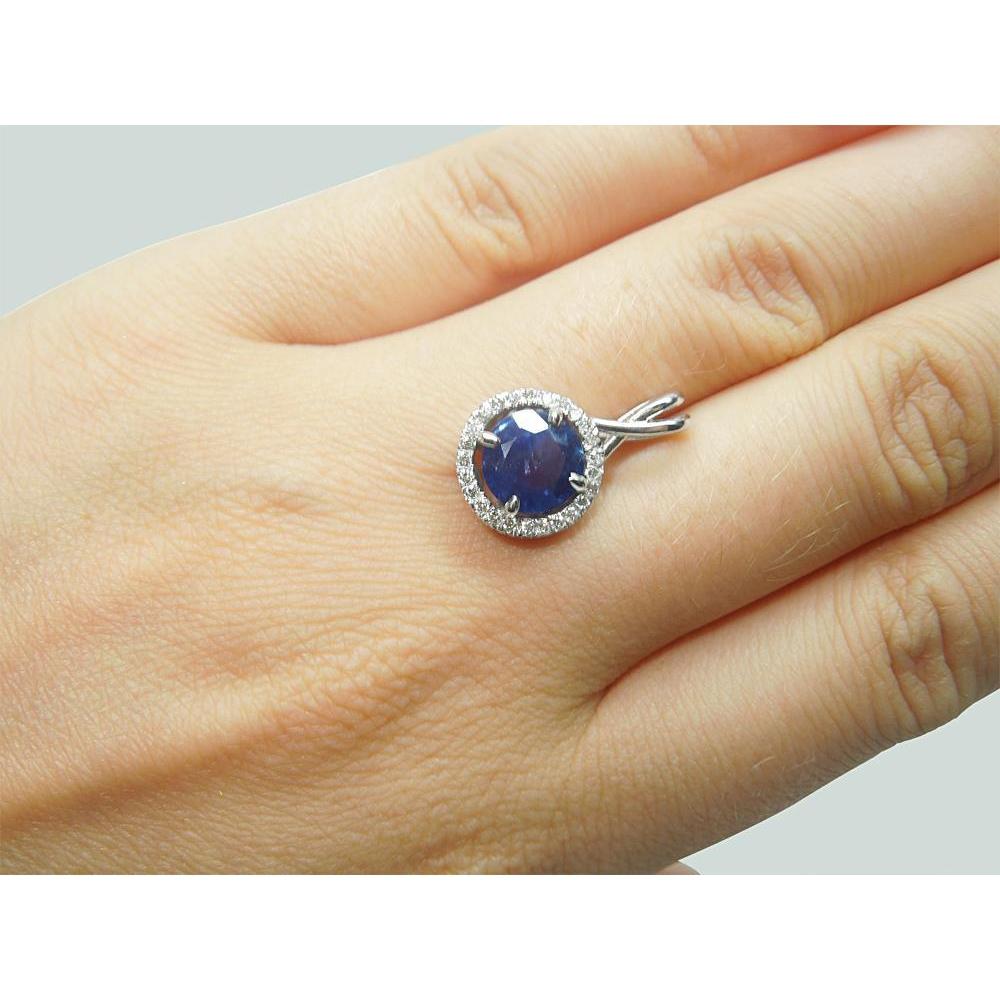 Ciondolo per collana da donna con diamanti e zaffiri tondi dello Sri Lanka. 2.20 ct. - harrychadent.it