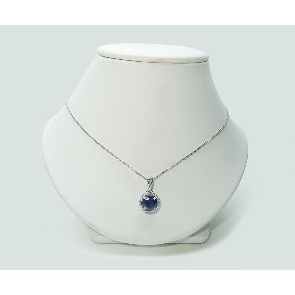 Ciondolo per collana da donna con diamanti e zaffiri tondi dello Sri Lanka. 2.20 ct. - harrychadent.it