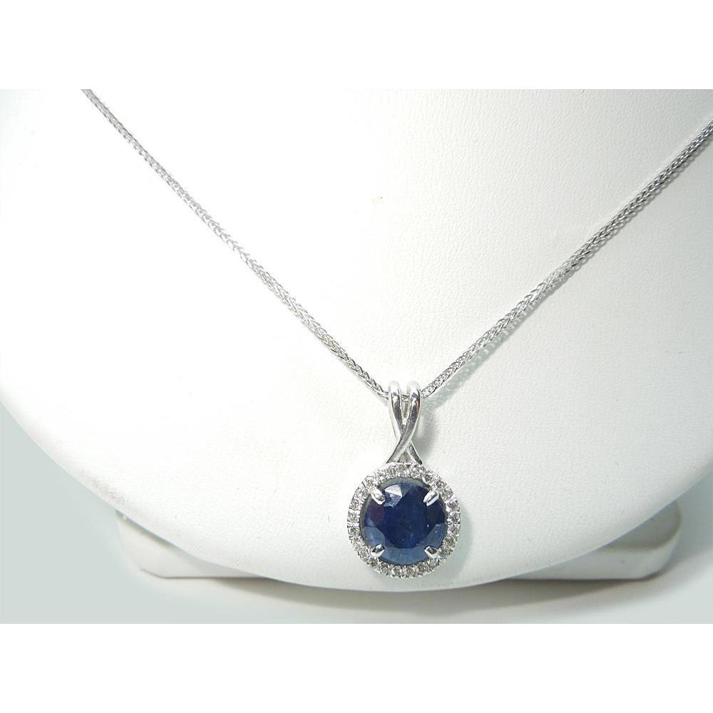 Ciondolo per collana da donna con diamanti e zaffiri tondi dello Sri Lanka. 2.20 ct. - harrychadent.it