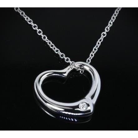 Ciondolo A Cuore Con Vero Diamante Rotondo Da 0,50 Carati In Oro Bianco 14K