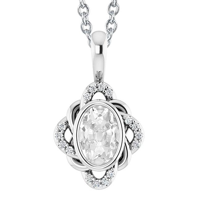 Ciondolo Con Castone Scorrevole Con Naturale Diamante Ovale Da 4,50 Carati Old Miner Cauzione In Oro 14K