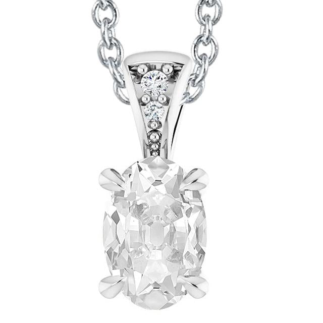 Ciondolo Con Genuino Diamanti Da Minatore Ovale Con Artigli D'Aquila Set Di Griffe In Oro 14K Da 4 Carati