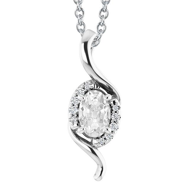 Ciondolo Con Naturale Diamanti Taglio Rotondo E Ovale Vecchio Minatore 3 Carati Oro 14K