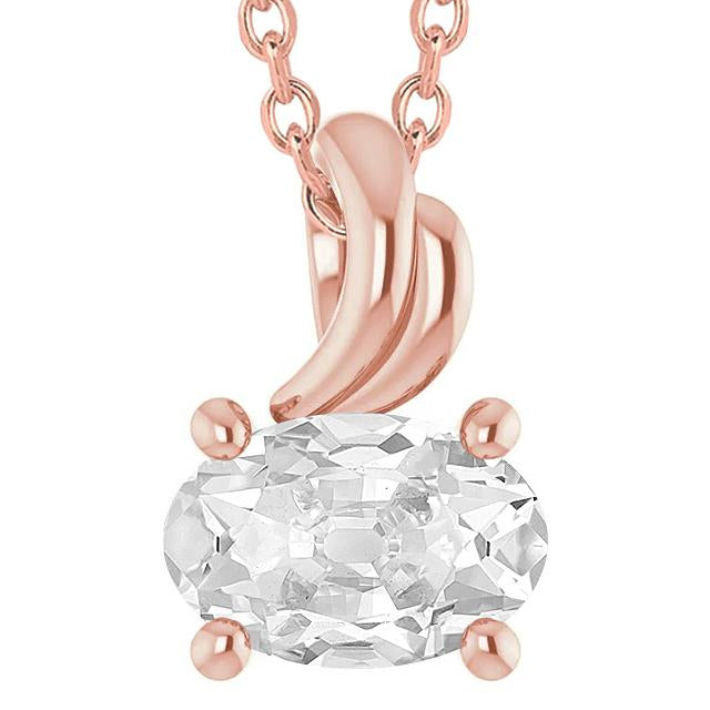 Ciondolo Da Donna Con Genuino Diamante Ovale Da 5 Carati Old Miner In Gioielli In Oro Rosa 14K