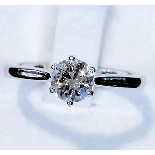 Classico Anello Solitario Da Donna Con Vero Diamante Rotondo Da 1 Carato