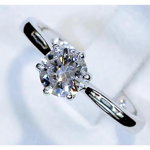 Classico Anello Solitario Da Donna Con Vero Diamante Rotondo Da 1 Carato
