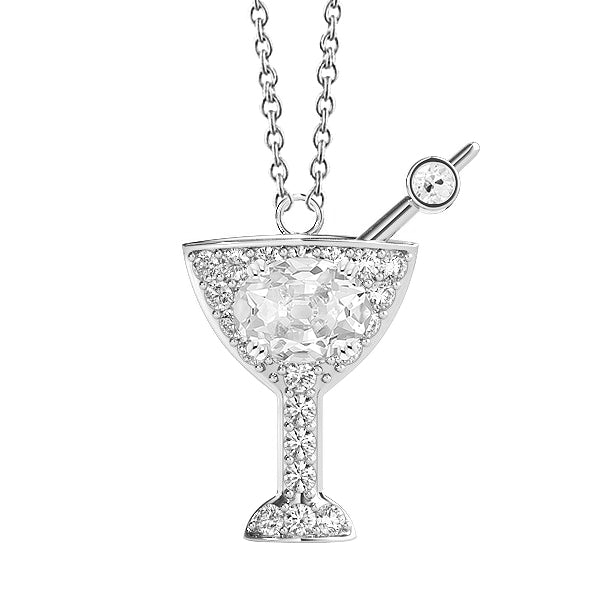 Diamante Fine Cuscino Antico Pendente a Goccia in Oro Bianco 14K – vista principale