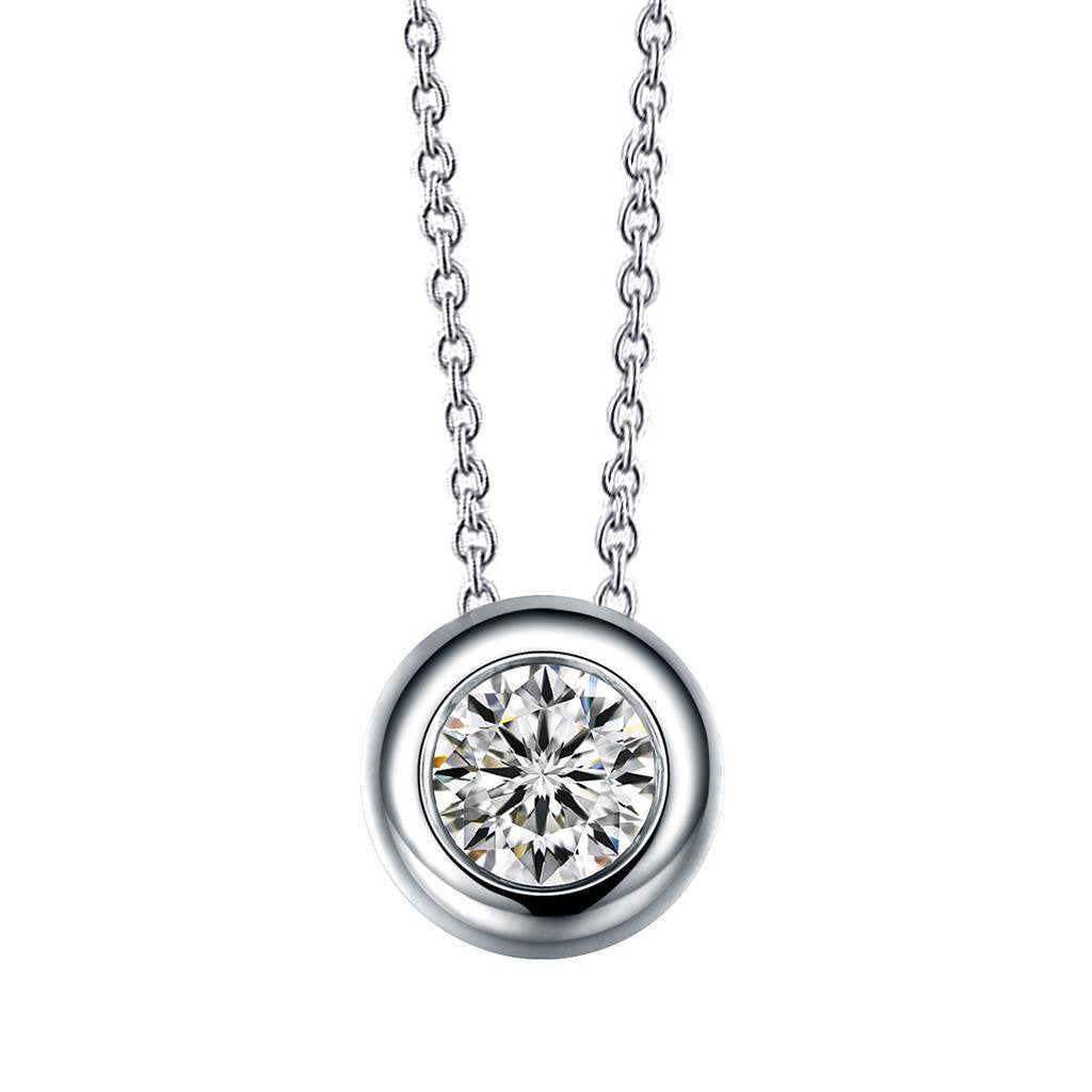 Collana Con Ciondolo A Forma Di Diapositiva Con Naturale Diamanti A Taglio Rotondo Con Castone 2.50 Ct