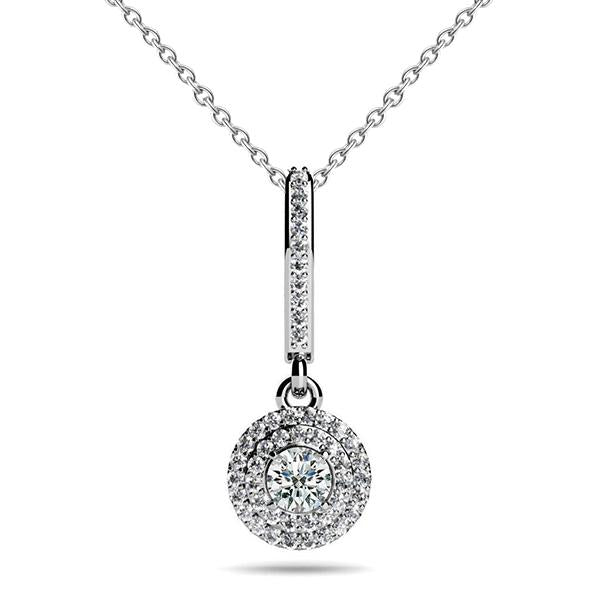 Collana Con Ciondolo A Goccia Scintillante Con Genuino Diamanti Scintillanti Da 2 Ct E Oro Bianco 14K
