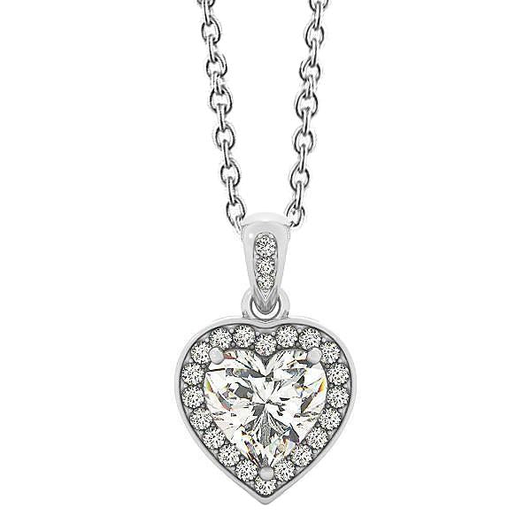 Collana Con Ciondolo In Oro Bianco 14K Con Cuore E Naturale Diamanti Taglio Rotondo Da 2.65 Ct