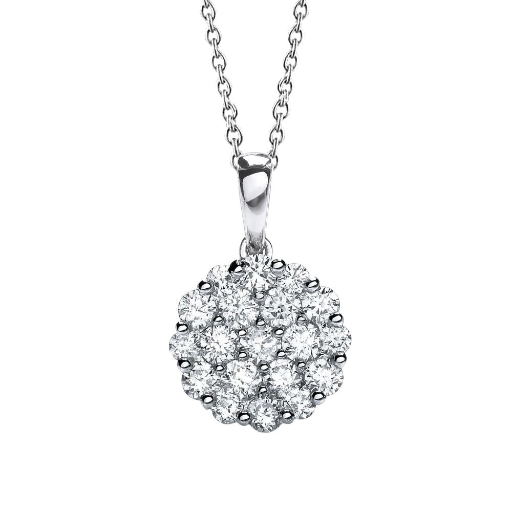 Collana Con Ciondolo In Oro Bianco 14K Con Genuino Diamanti Taglio Brillante Da 2.45 Carati