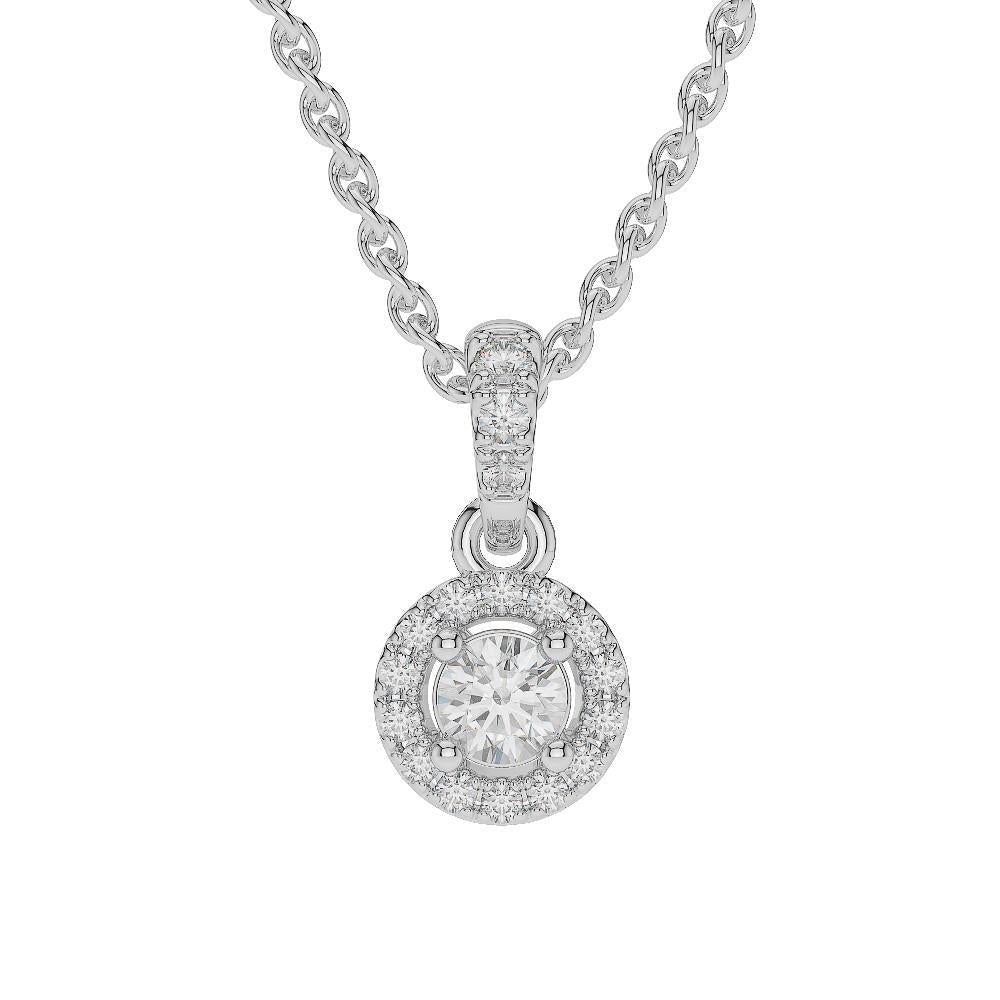 Collana Con Ciondolo In Oro Bianco Con Vero Diamanti Scintillanti Da 1.60 Ct A Taglio Rotondo