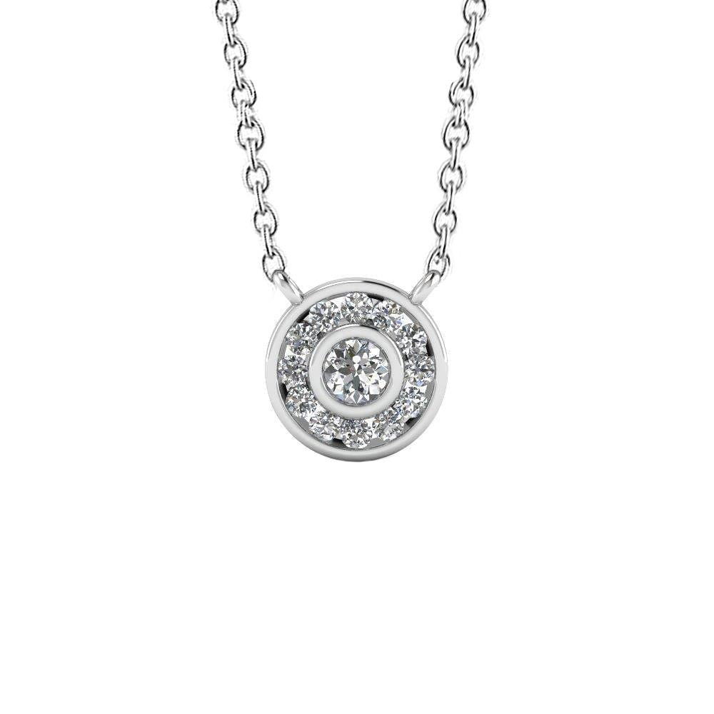 Collana Con Ciondolo Orecchio Di Cane Con Genuino Diamanti Taglio Rotondo Scintillante. Oro 2.80 Ct 14K