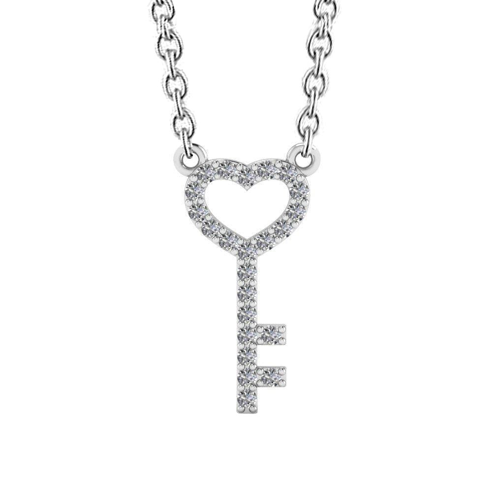Collana Con Pendente A Cuore Con Vero Diamanti Taglio Rotondo Da 2,30 Carati E Oro Bianco 14K