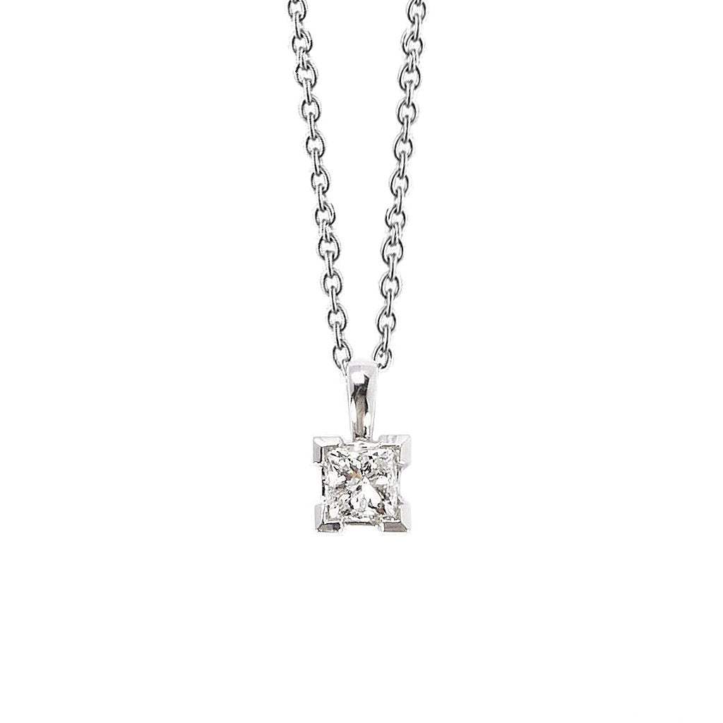 Collana Da Donna Con Ciondolo Solitario In Oro Bianco Da 1.00 Carati Con Naturale Diamanti