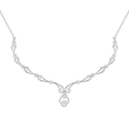 Collana Da Donna Con Naturale Diamanti A Taglio Rotondo Da 3 Carati. Gioielli In Oro Fino