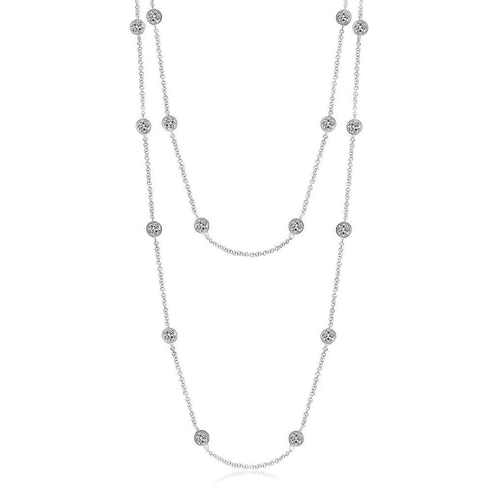 Collana Da Donna Con Yard Di Vero Diamanti Da 7 Ct. Lunetta Milligrain Lunga