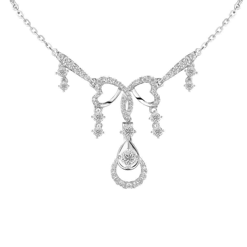 Collana Da Donna In Oro Bianco 14K Con Vero Diamanti A Taglio Rotondo Da 11.50 Ct