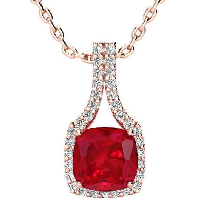 Collana Pendente Cuscino Rubino Con Diamanti Tondi 11.00 Ct. - harrychadent.it