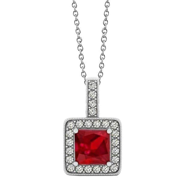 Collana Pendente In Oro Principessa Rubino Con Diamanti 4.60 Ct. - harrychadent.it