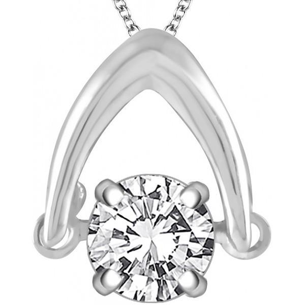 Collana Pendente Solitario Con Genuino Diamante Tondo Brillante Da 2,75 Ct E Oro Bianco 14K