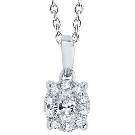 Collana Scintillante Ovale E Rotonda Con Genuino Diamanti In Oro Bianco 2.45 Carati 14K