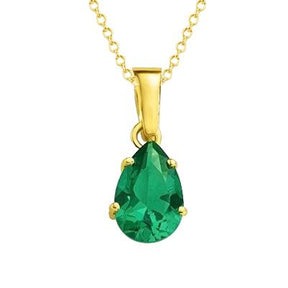 Collana con ciondolo in pietra preziosa grande Verde smeraldo 13 carati in oro giallo 14 carati Nuovo