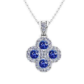 Collana pendente in oro bianco con zaffiri e diamanti dello Sri Lanka 3 ct. - harrychadent.it