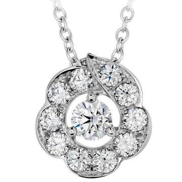 Collana Con Ciondolo 2,25 Carati Vero Diamanti Taglio Rotondo In Oro Bianco 14K