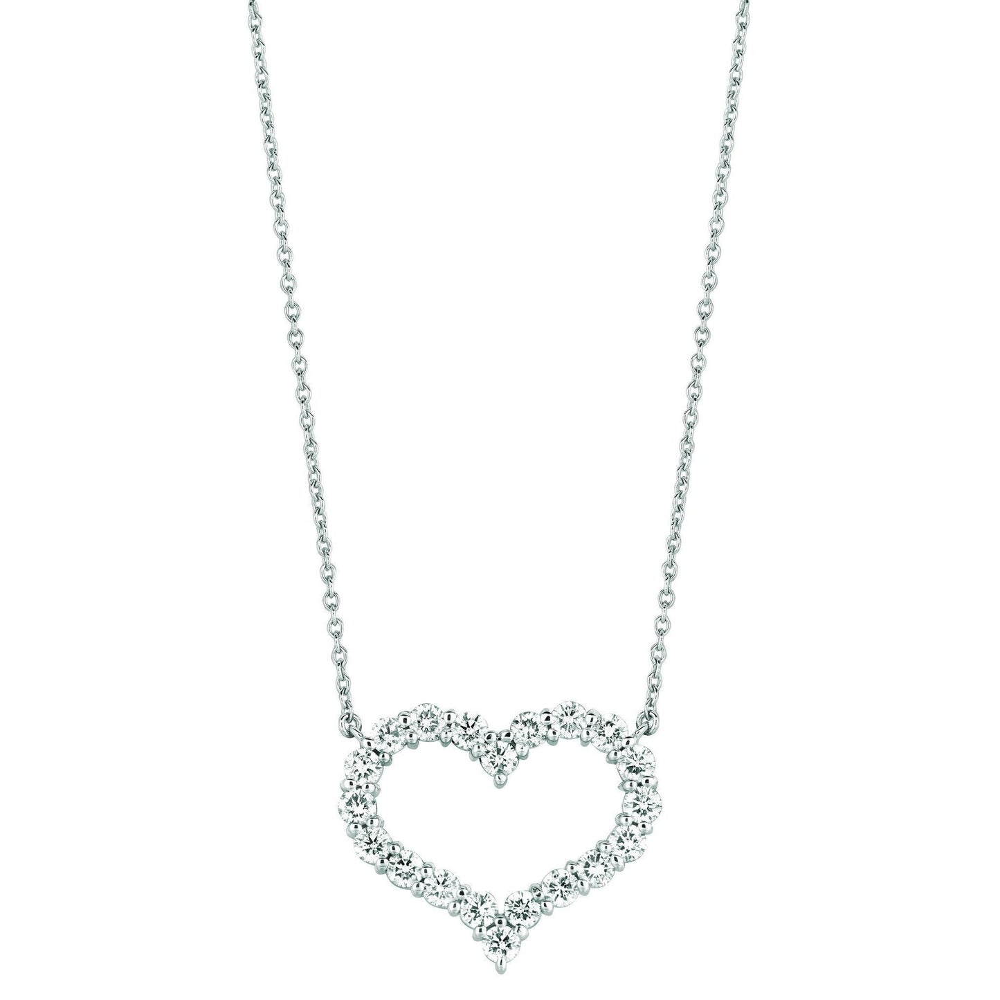 Collana Con Ciondolo A Cuore Con Genuino Diamante Da 3,10 Carati In Oro Bianco 14K