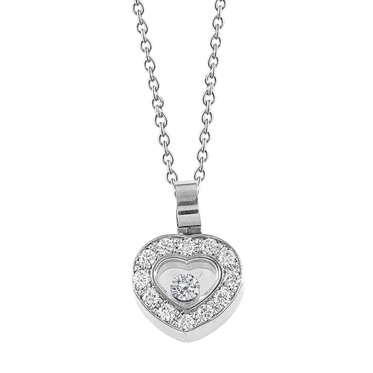 Collana Con Ciondolo A Cuore Con Vero Diamante Rotondo Brillante Da 1,45 Carati In Oro Bianco 14K