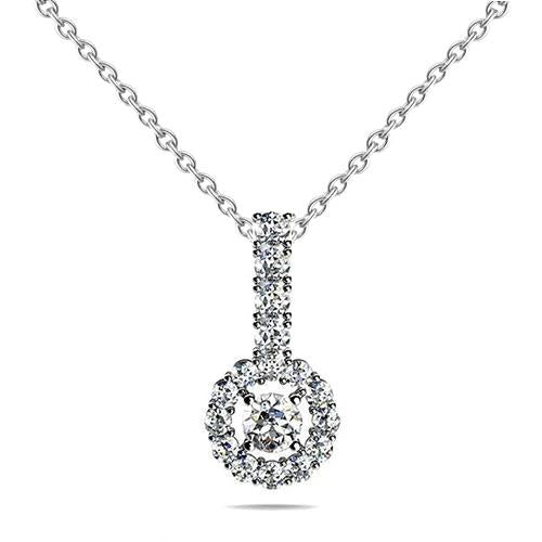 Collana Con Ciondolo A Forma Di Cerchio A Goccia Con Naturale Diamante Rotondo Da 5,50 Carati WG In Oro Bianco 14K