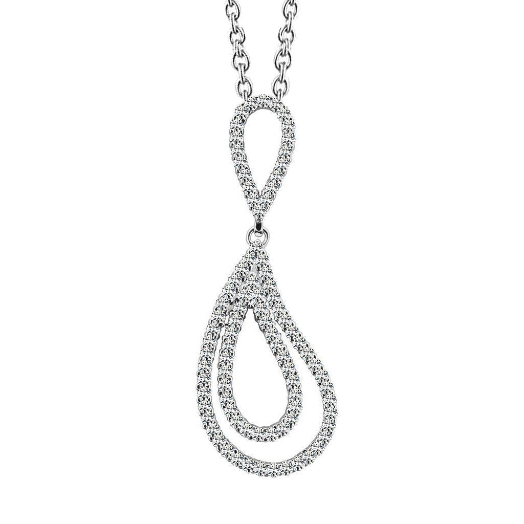 Collana Con Ciondolo A Goccia Ondulata Con Splendidi Genuino Diamanti A Taglio Rotondo Da 14 Ct