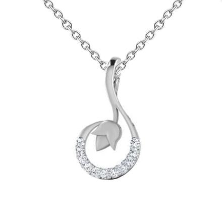 Collana Con Ciondolo Con Genuino Diamante Taglio Brillante Rotondo Da 1,54 Carati In Oro Bianco 14K