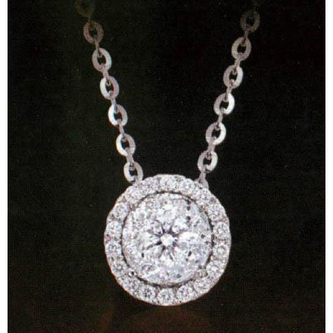 Collana Con Ciondolo Con Naturale Diamante Da 1,50 Carati In Catena In Oro Bianco 14K