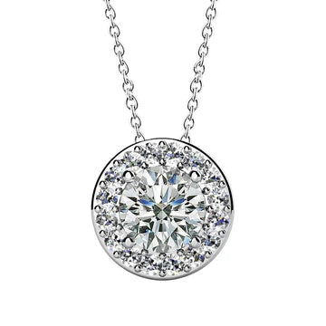 Collana Con Ciondolo Con Vero Diamante Taglio Brillante Rotondoo 14K Da 1,75 Carati in Oro Bianco 14K