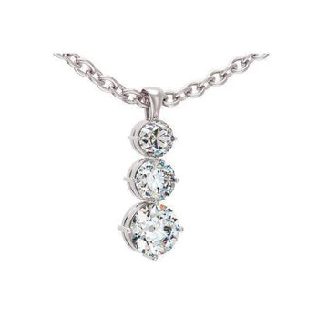 Collana Con Ciondolo Con Vero Diamanti Brillanti A Taglio Rotondo Da 2,25 Carati In Oro Bianco 14K