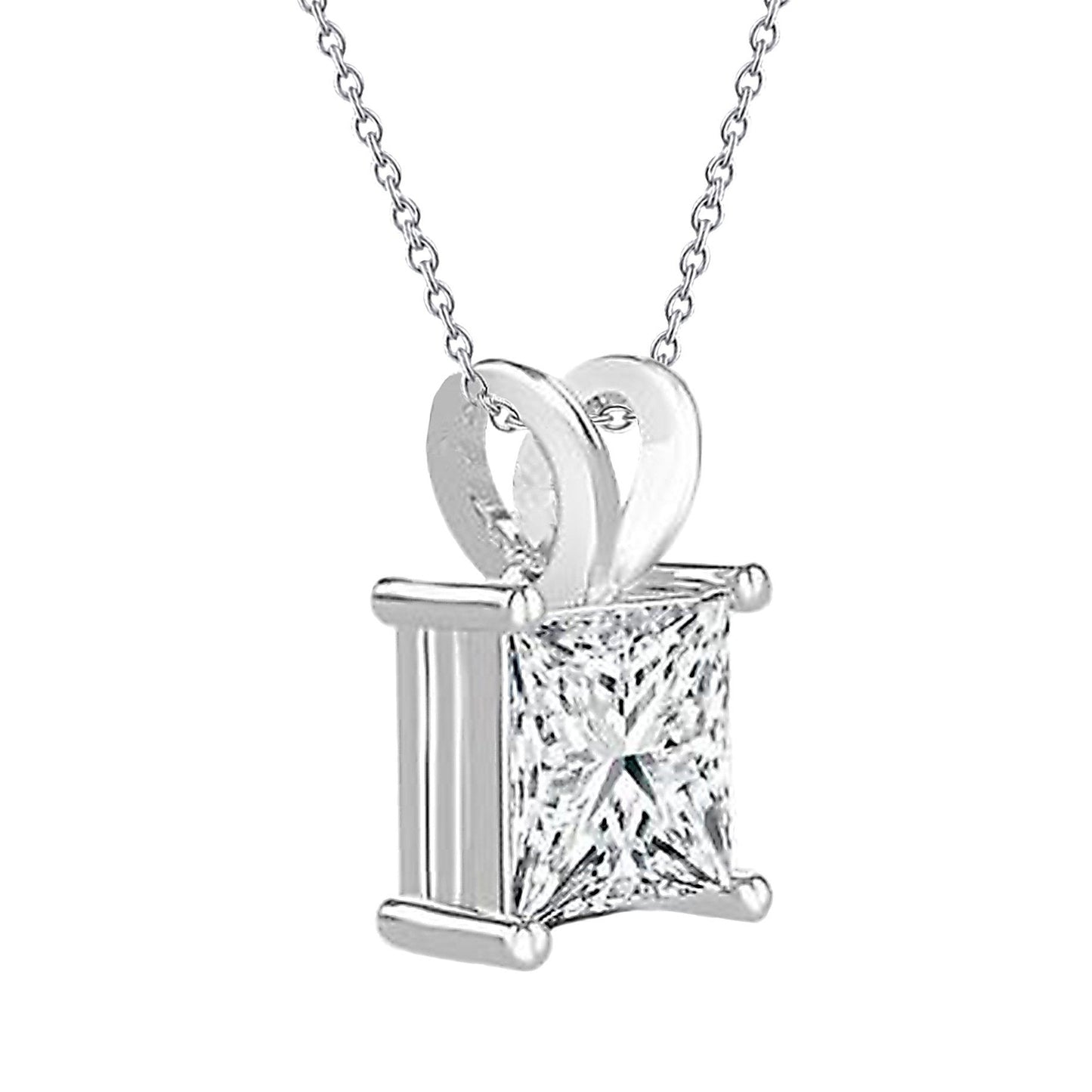Collana Con Ciondolo Di Vero Diamanti Solitario Da 2,75 Carati Con Catena In Oro Bianco 14K
