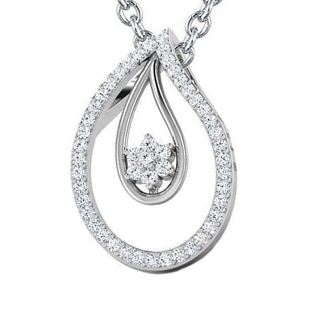 Collana Con Ciondolo In Oro Bianco 14K Con Naturale Diamanti Taglio Rotondo Scintillante Da 6 Carati