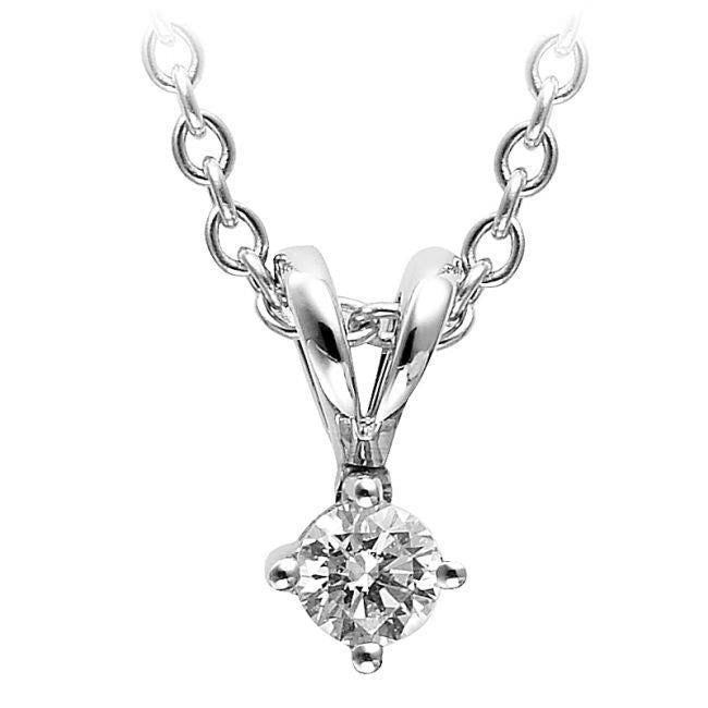 Collana Con Ciondolo Solitario Con Naturale Diamante Rotondo Da 0,75 Carati In Oro Bianco 14K