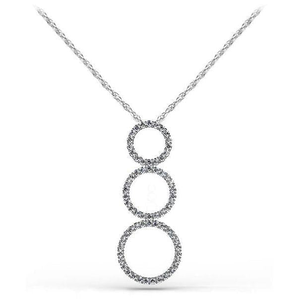 Collana Con Pendente A Cerchio In Oro Bianco 14K Con Tripli Naturale Diamanti Taglio Rotondo Da 8 Ct.