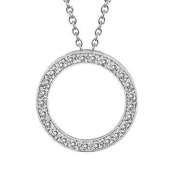 Collana Con Pendente Cerchio Vero Diamante Taglio Rotondo da 2,50 Carati in Oro Bianco 14K