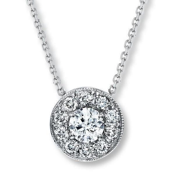 Collana Con Pendente Con Genuino Diamante Rotondo Da 1 Carato In Oro Bianco 14K