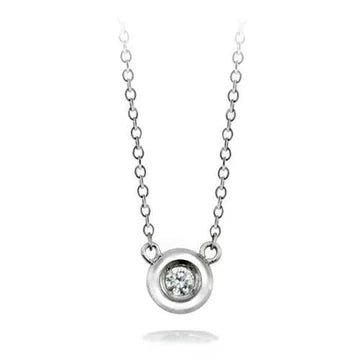 Collana Con Pendente Con Vero Diamanti Taglio Rotondo Da 0.50 Carati Lunetta WG Brillante In Oro Bianco 14K