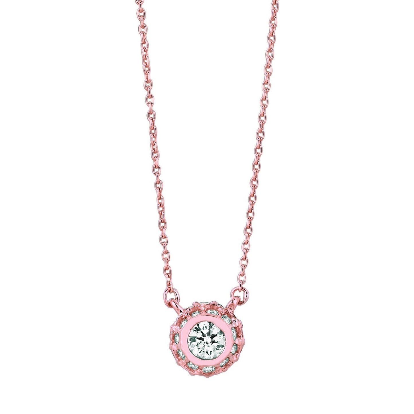 Collana Con Pendente Vero Diamante Tondo Da 1 Carato In Oro Bianco 14K