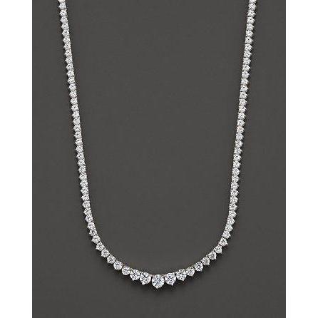 Collana Da Donna In Oro Bianco 14K Con Naturale Diamanti Taglio Brillante Rotondo 24 Ct